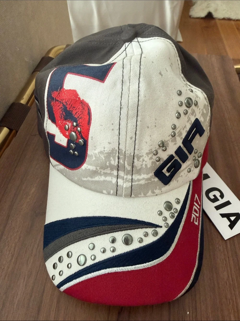 I.AM.GIA Black, Red & Blue Embellished Baseball Cap